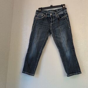 LA Idol Capri Jeans 9 Dark Wash Pocket Detail Vintage Retro Y2k Low Rise